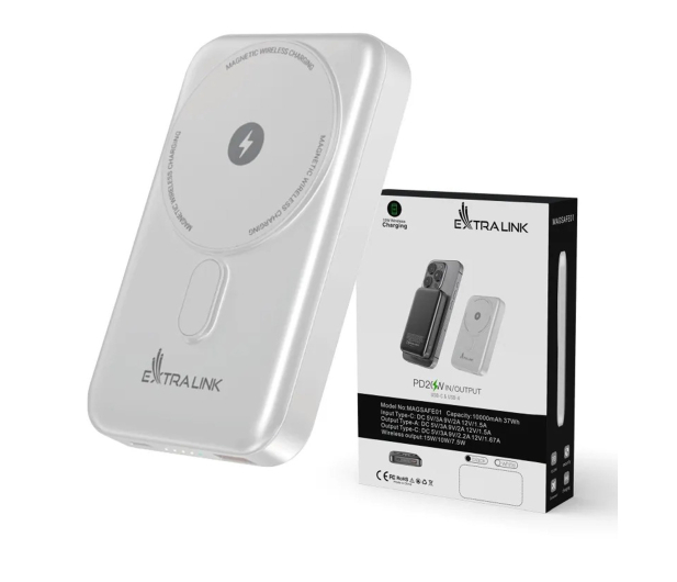 ExtraLink MAGSAFE 10000MAH 38.5WH PD20W+15W USB-C USB-A BIAŁY - 1570057 - zdjęcie